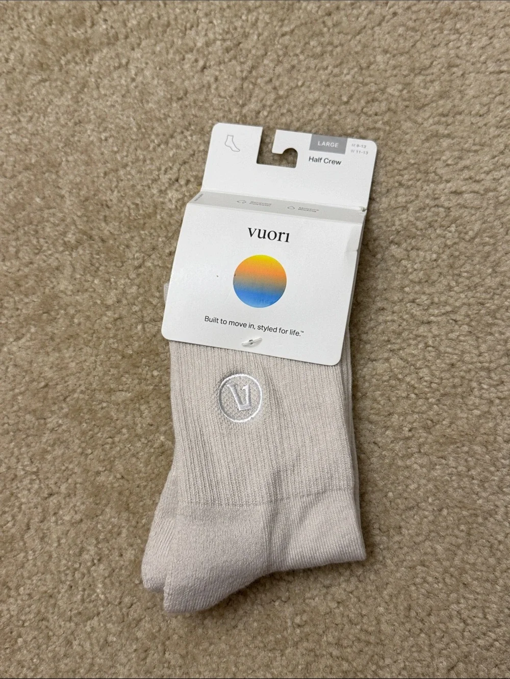 Vuori Half Crew Socks in Salt Heather